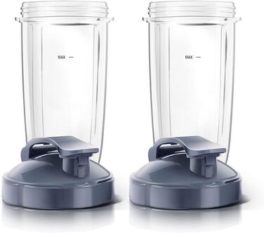Комплект аксесуарів для Nutribullet: 2 чаші 940 мл (32 OZ) з кришками Flip Top, сумісні з блендерами 600W/900W, прозорі запасні стакани для соковижималки