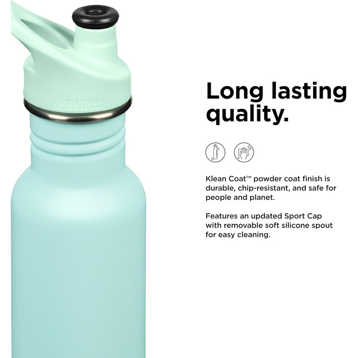 Пляшка для води Klean Kanteen Classic Narrow 532 мл, пастельно-бірюзова, нержавіюча сталь