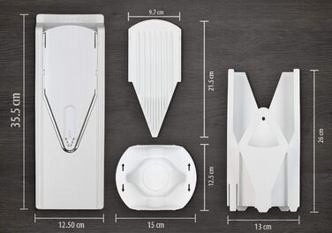 Овочерізка Börner V3 Plus з піддоном і спіральною насадкою, регульована, для скибочок, соломки й кубиків, кухонний набір, біла