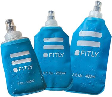 Набір м'яких фляг для гідратації FLASKS, 3 шт. (150/250/400 мл, сині) – для бігу, туризму, велоспорту, скелелазіння, складані пляшки для води