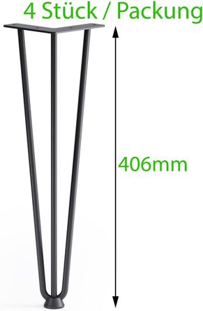 Ніжки для столу Hairpin 40 см, 4 шт, сталеві, порошкове покриття, для DIY меблів і консолей, з підкладками та гвинтами