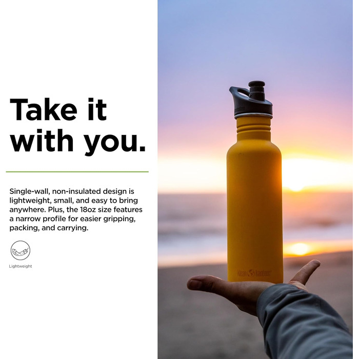 Пляшка для води Klean Kanteen Classic Narrow 532 мл, стара золота, з нержавіючої сталі