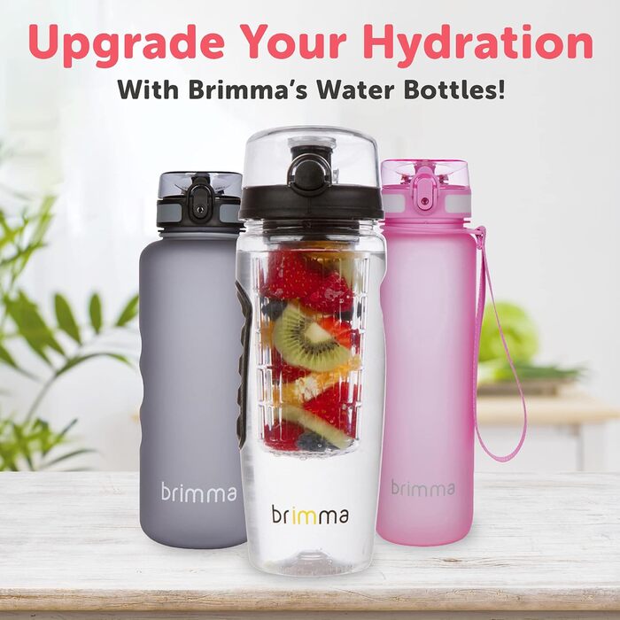 Brimma спортивна пляшка для води 1 л з контейнером для фруктів, герметична, для спорту, школи, рюкзака