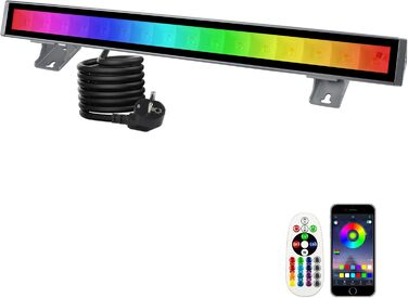 Світлодіодний RGB прожектор 48Вт, водонепроникний LED Wallwasher IP66 для вулиці та приміщення, з дистанційним керуванням і додатком, для вечірок, саду, дерев, 1 шт.