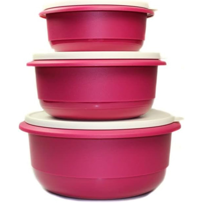 Миска для замішування Tupperware Pro 1,0 л, 2,0 л, 3,5 л, темно-рожева, набір для тіста