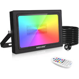 LED прожектор MEIKEE 60W RGB з пультом, 30 режимів, 10 кольорів, таймер, IP66 водонепроникний, 6 рівнів яскравості, для вулиці, декору, свят, 2 шт.