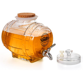 Диспенсер для води Smiths Mason Jars 5 л зі сталевим краном і скляною кришкою — для холодильника, для напоїв, інфузованої води та соків, металевий кран, компактний дизайн