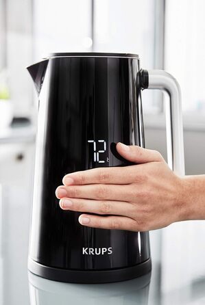 Електрочайник Krups Smart'n Light, 1,7 л, 5 температур, нержавіюча сталь, подвійна стінка, чорний
