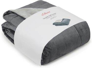 Плед s.Oliver Doublesoft 150x200 см, надзвичайно м'який і теплий, поліестер, сірий/світло-сірий