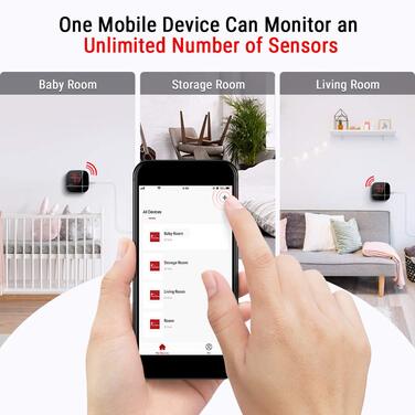 WiFi термометр-гігрометр ThermoPro TP90 з додатком, розумний бездротовий датчик температури та вологості з історією вимірювань, акумуляторний