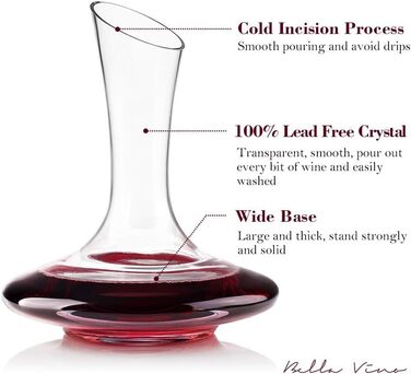 Декантер для вина Bella Vino, скло, 1200 мл, прозорий, 1800 мл