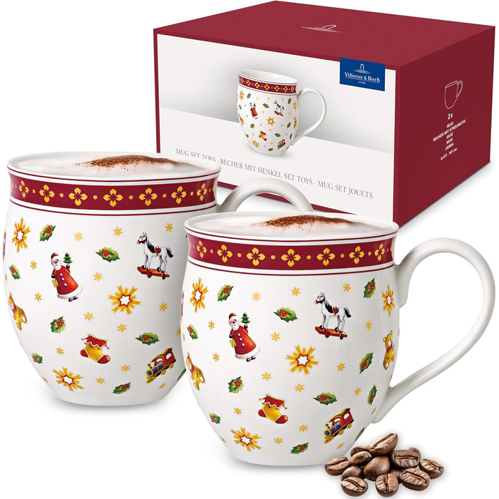 Кавова чашка Villeroy & Boch Toy's Delight, 440 мл, порцеляна, біло-червона, 2 шт.
