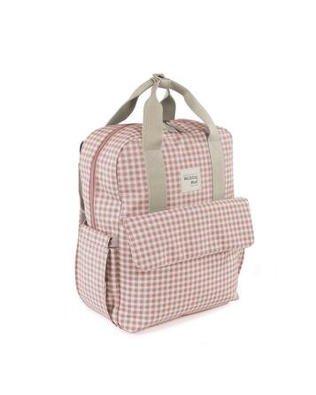 Сумка для коляски Walking Mum I Love Vichy, рожева, універсальна, з короткими ручками і плечовим ременем, 37x28x12 см