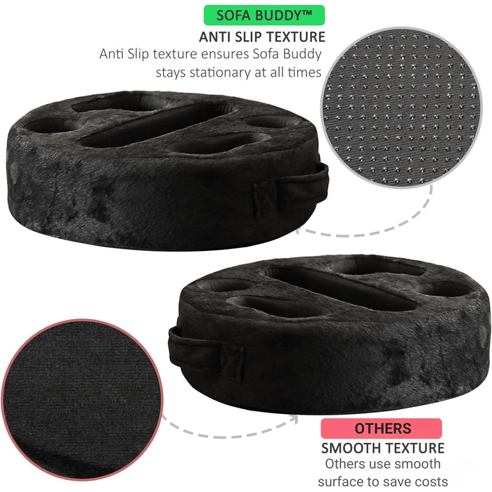 Підставка для чашок Sofa-Buddy з м'якого велюру, чорна, органайзер на диван, тримач для напоїв, практичний аксесуар для дивану