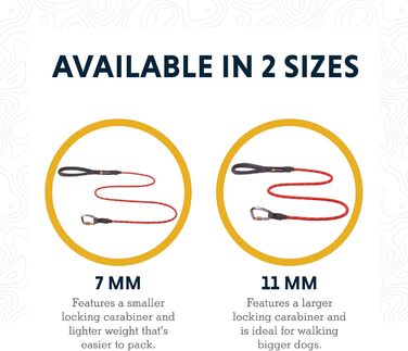 RUFFWEAR Knot-a-Leash повідок для собак, відбиваючий, з мотузки, з карабіном, 1,5 м, 7 мм, чорний обсидіан, малий, Rot Sumac