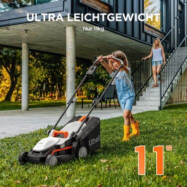 Акумуляторна газонокосарка Litheli 20В, 33 см, до 200 м², 30 л, 25-65 мм, з акумулятором 4,0 А·год