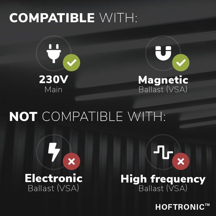 HOFTRONIC LED світильник для вологих приміщень 150 см, 60 Вт, 10500 лм, холодне біле світло 6000K, без мерехтіння, з'єднуваний, IP65, T8, подвійний, для гаража, підвалу, офісу