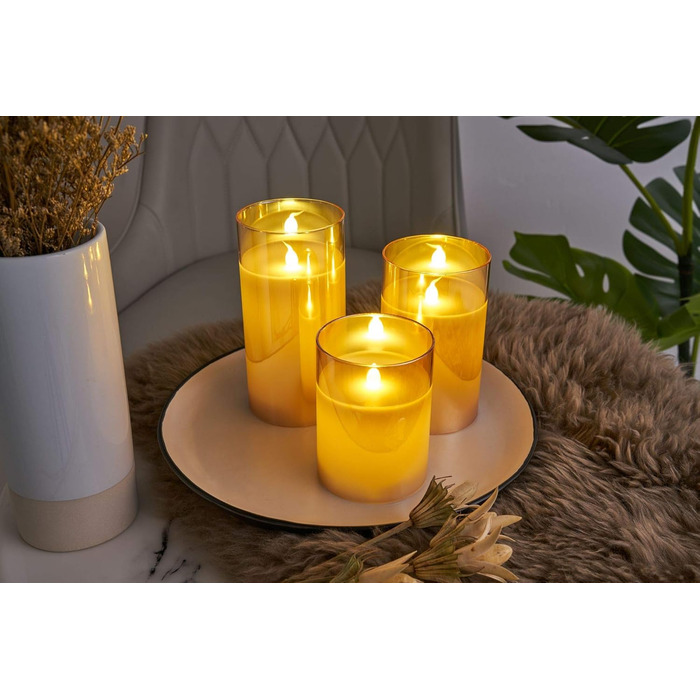 Свічки LED Pauleen Classy Golden, набір 3 шт., з батарейкою та таймером 6 годин, золотисті, імітація воскової свічки