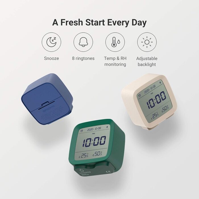 Розумний Bluetooth-будильник Qingping з батареєю, підтримка Mi Home, цифровий, кілька будильників