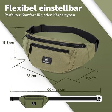 Поясна сумка Bauchtasche для чоловіків і жінок, водостійка, олива, для фестивалів, кемпінгу, спорту, подорожей та походів