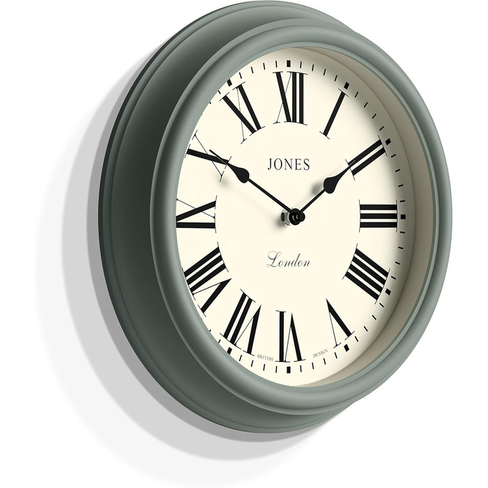 Настінний годинник JONES CLOCKS® Венеціанський, класичний, круглий, 30 см, зелений, римські цифри, традиційний дизайн, для кухні, вітальні чи спальні