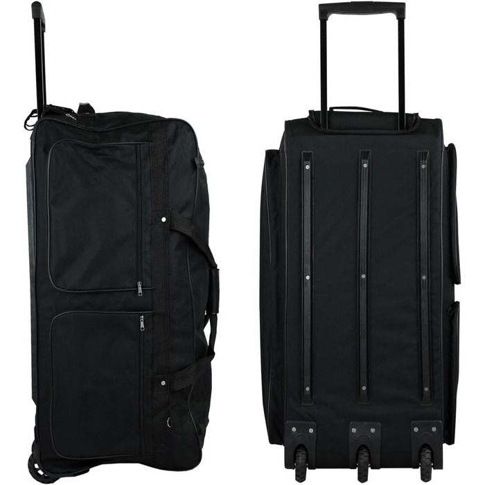 Велика дорожня сумка-тележка TW24 XXXL 182 л, 3 колеса, чорна