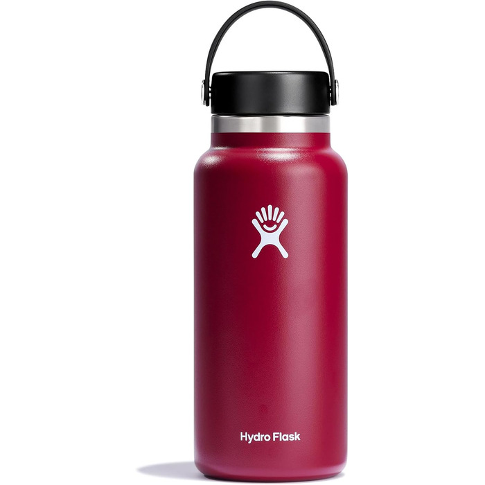 Термобутилка HYDRO FLASK 1180 мл із нержавіючої сталі, ізольована спортивна пляшка для води з герметичною кришкою Flex Cap, ремінцем, Berry, підходить для посудомийки