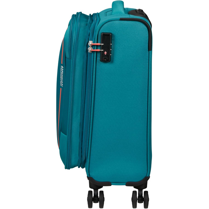 Валіза American Tourister Pulsonic Spinner L, розширювана, 81 см, 113/122 л, бірюзова (Stone Teal), мала 55 см, 43.5 л