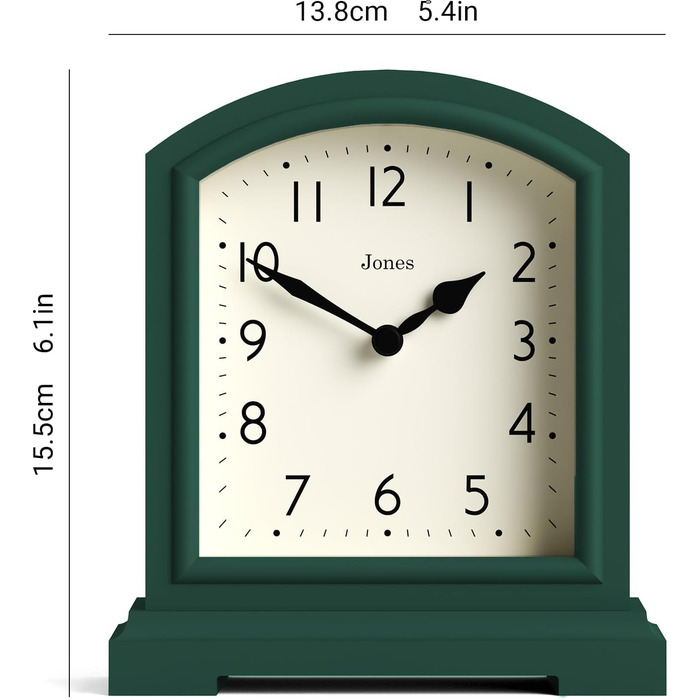 Настільний годинник JONES CLOCKS® Tavern, класичний дизайн, для каміну, спальні, вітальні, офісу, зелений, компактний