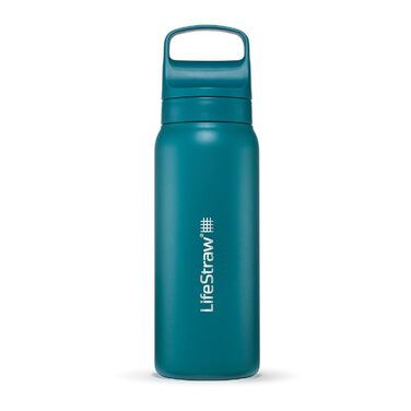 LifeStraw Go Серія – ізольована пляшка з нержавіючої сталі з фільтром для води 700 мл для подорожей і щоденного використання, усуває бактерії, паразитів, мікропластик, покращує смак, колір лагуна бірюзовий