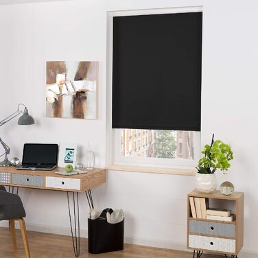 Рулонна штора з напрямними SolReflect K24 60x175 см — затемнювальна термоштора без свердління, чорна, ширина 60 см, з бічними напрямними