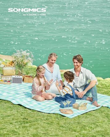Пікнік килимок SONGMICS 200x300 см, водонепроникний, складаний, з 4 кілочками, для парку, саду, пляжу, зелений