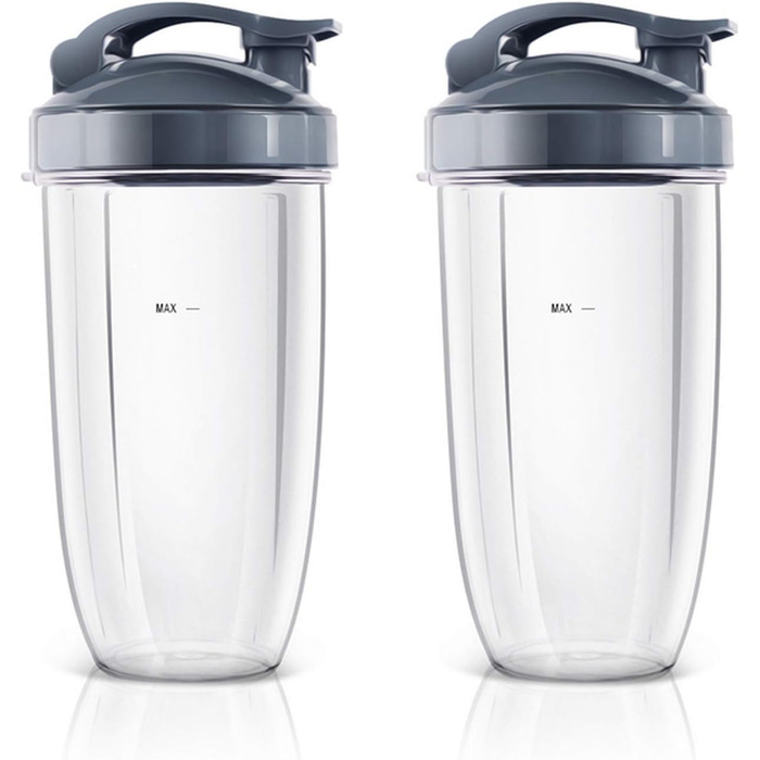 Комплект аксесуарів для Nutribullet: 2 чаші 940 мл (32 OZ) з кришками Flip Top, сумісні з блендерами 600W/900W, прозорі запасні стакани для соковижималки