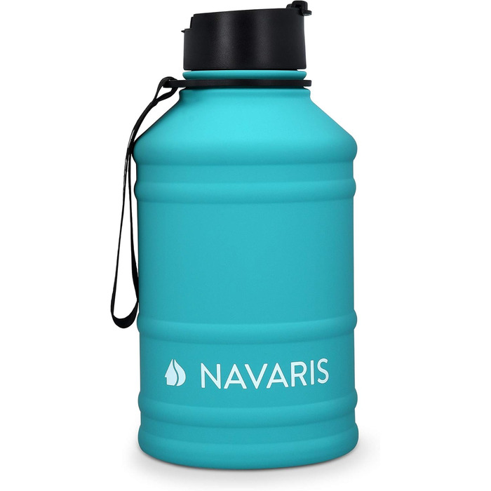 Navaris Фітнес-пляшка 2,2 л з нержавіючої сталі, спортивна водна пляшка XXL для залу, BPA-free, бірюзова