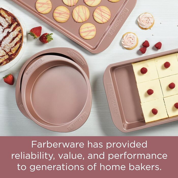 Форма для випікання 12 маффінів Farberware, антипригарна, червоне золото/червоний