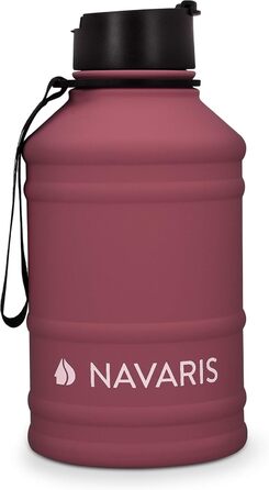 Navaris Фітнес пляшка для води 2,2 л з нержавіючої сталі, спорт пляшка XXL для тренувань, BPA Free, бордова