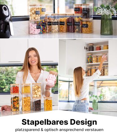Набір скляних баночок для спецій Deco haus з дерев'яною кришкою, 12 шт, 280 мл, герметичні, з етикетками, для зберігання спецій