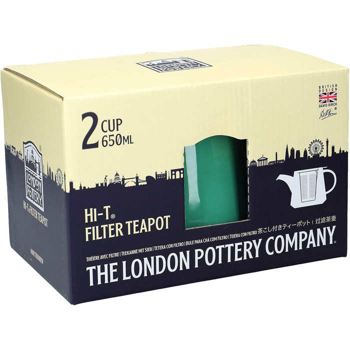 Чайник з фільтром і піддоном London Pottery, керамічний, 650 мл, зелений
