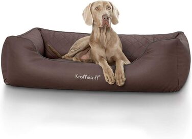 Лежак для собак Knuffelwuff Milan XXL, штучна шкіра, коричневий, 120x85 см, знімний чохол, м'яке собаче ліжко, що миється