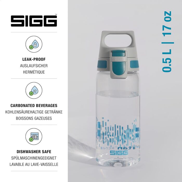 Пляшка для води SIGG Tritan 0,5 л Total Clear ONE MyPlanet Aqua, синя, для газованих напоїв, спортивна, BPA-free, стійка до подряпин, не протікає, підходить для посудомийки
