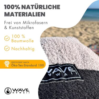 Пончо для пляжу WAVE HAWAII, махрове, для дорослих, унісекс, розмір M (160-190 см), 95% бавовна, високий рівень водопоглинання, зручне для переодягання, серф-пончо для жінок і чоловіків