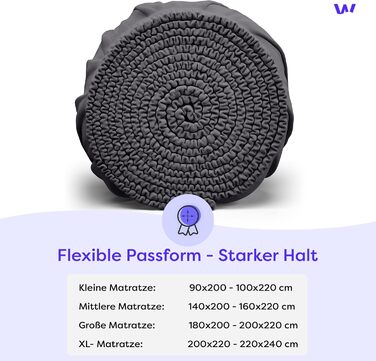 Простиня на резинці Wolkenfeld для бокс-спрінг ліжка 180x200-200x220 см, до 40 см, преміум бавовна, антрацит