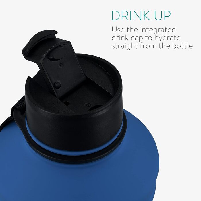 Navaris спортивна пляшка для води 2,2 л з нержавіючої сталі, BPA Free, синя, для тренувань, спортзалу, велика місткість