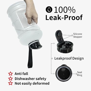 TOOFEEL пляшка для води 2,2 л, спортивна, BPA-free, з мірною шкалою, багаторазова, для залу та тренувань, прозора матова