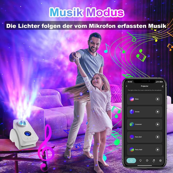 LED проектор зоряного неба Blubbel з Wi-Fi, 3D Галактика, нічник з керуванням через додаток і голос, сумісний з Alexa/Google, для дітей та спальні