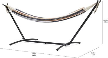 Гамак Amazon Basics з каркасом, тканинний, 117x300x100 см, різнокольоровий