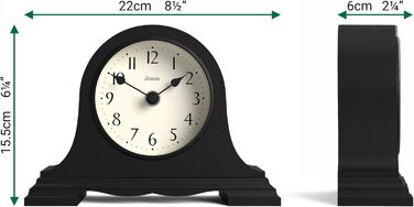 Настільний годинник JONES CLOCKS Speakeasy у класичному стилі Наполеонівської шапки, чорний, для столу, полиці або тумбочки