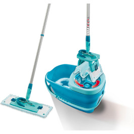 Leifheit CLEAN Twist M Ergo 2.0 – набір для прибирання: плоска швабра з мікрофібри для вологого догляду за паркетом, ламінатом і дерев'яною підлогою, система віджиму, Click-System, насадка Supersoft