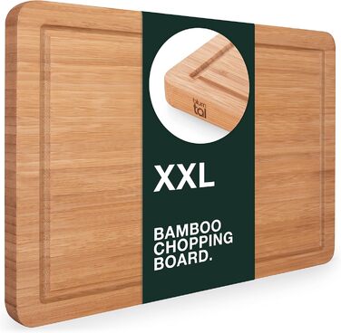 Дошка для нарізання Blumtal з бамбука XXL, 45x30x2 см, антисептична, масивна, з жолобом для соку, екологічна альтернатива пластиковій дошці