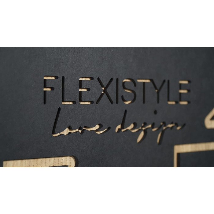 Великий настінний годинник FLEXISTYLE з дерева, квадратний, чорний, 60 см, тиха робота, для вітальні та спальні, зроблено в ЄС